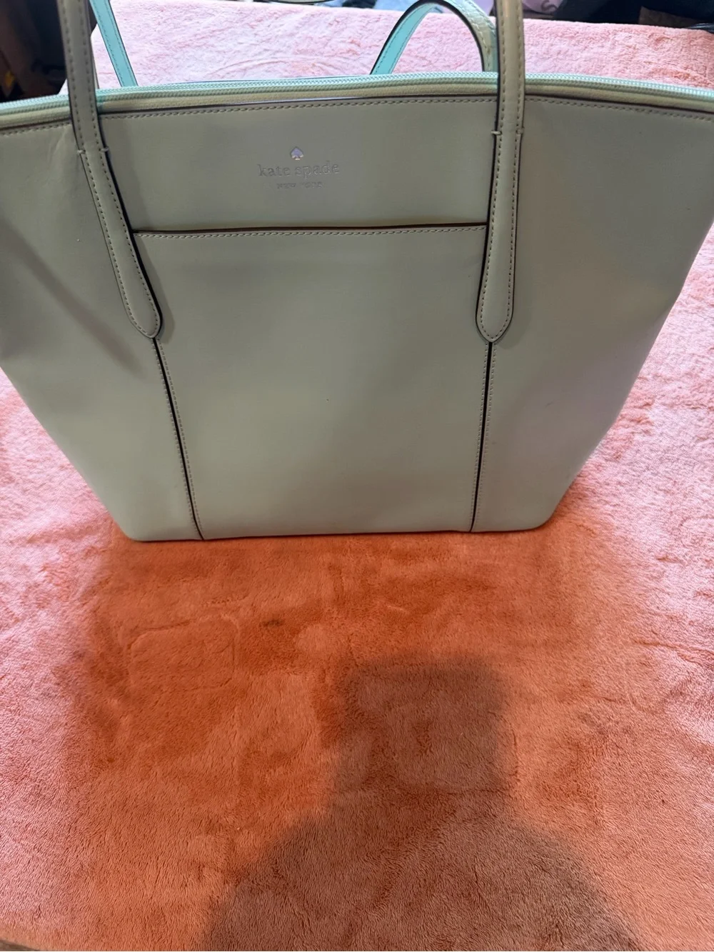 kate spade mint leather tote bag